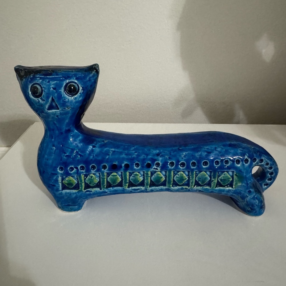 Bitossi Flavia Rimini Blue Cat Glazed Ceramic Pottery